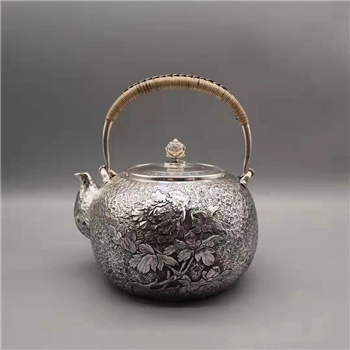 新品~鹤庆银器 牡丹壶纯手工约770克