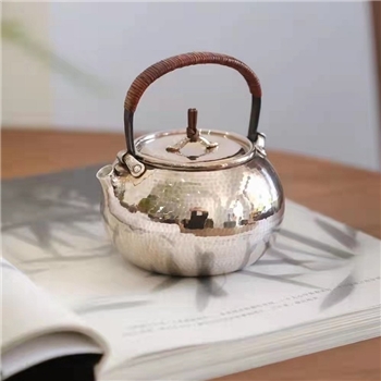 新品~鹤庆银器 锤纹提梁小泡壶纯手工约141克