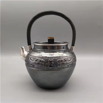 新品~鹤庆银器 复古图腾壶纯手工约1218克
