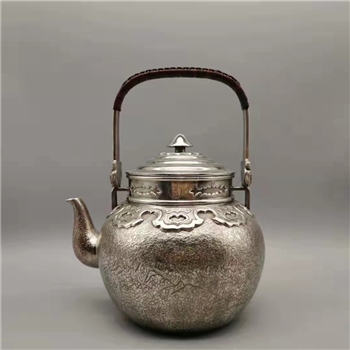新品~鹤庆银器 福寿山水壶纯手工约1004克