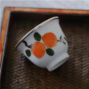 新品~鹤庆银器 瓷包银杯