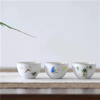 新品~鹤庆银器 瓷包银杯