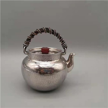 新品~鹤庆银器 锤纹提梁小泡壶纯手工约172克