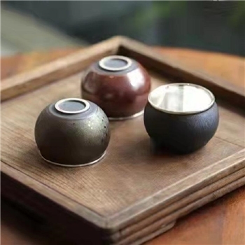 新品~鹤庆银器 瓷包银杯