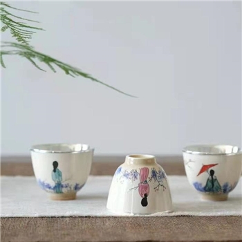 新品~鹤庆银器 瓷包银杯
