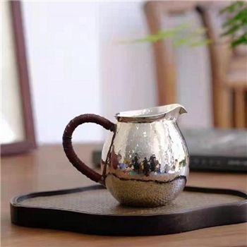 新品~鹤庆银器 锤纹藤编公杯纯手工约142克