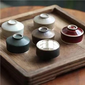 新品~鹤庆银器 瓷包银杯
