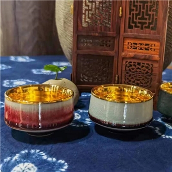 新品~鹤庆银器 瓷包银金杯