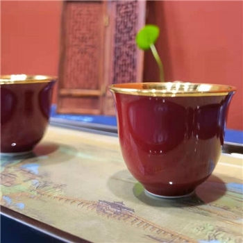 新品~鹤庆银器 瓷包银金杯