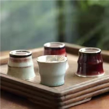 新品~鹤庆银器 瓷包银杯