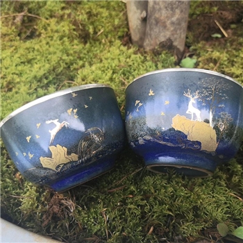 新品~鹤庆银器 瓷包银杯