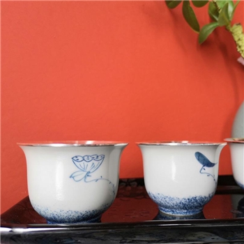 新品~鹤庆银器 瓷包银杯