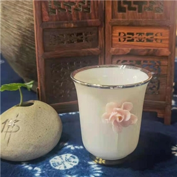新品~鹤庆银器 瓷包口银杯