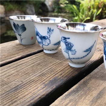 新品~鹤庆银器 瓷包银杯