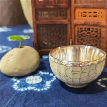 新品~鹤庆银器 瓷包银杯