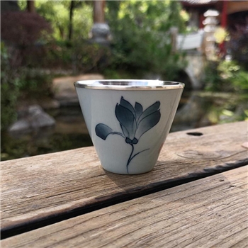 新品~鹤庆银器 瓷包银杯