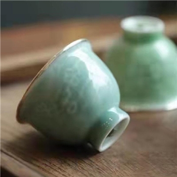 新品~鹤庆银器 瓷包银杯