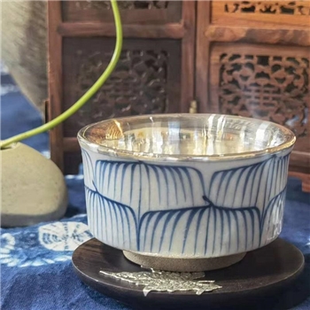 新品~鹤庆银器 瓷包银杯