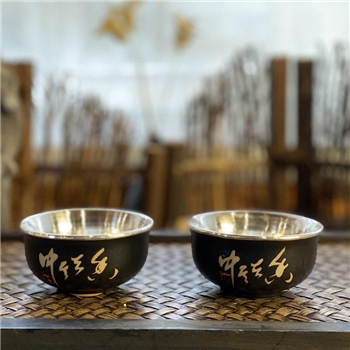 新品~鹤庆银器 瓷包银杯