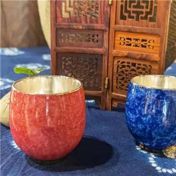 新品~鹤庆银器 瓷包银杯