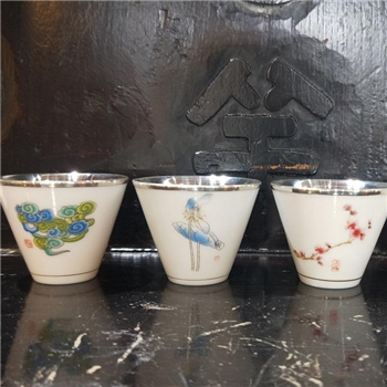 新品~鹤庆银器 瓷包银杯
