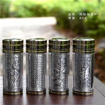 新品-鹤庆银器 仿古金线杯（中）约40克250ml
