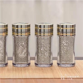 新品-鹤庆银器 仿古金线杯(小)约26克150ml