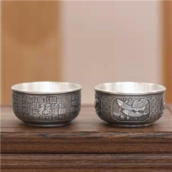 新品-鹤庆银器 仿古银杯约49克
