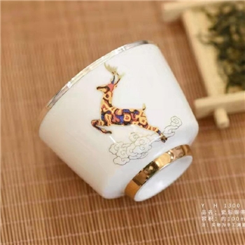 新品-鹤庆银器 瓷包银杯约100ml
