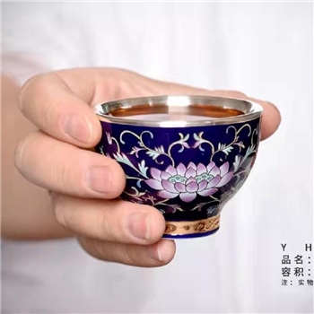 新品-鹤庆银器 瓷包银杯约70ml