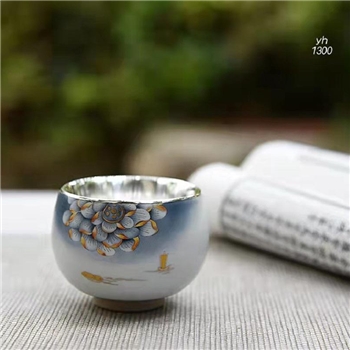 新品-鹤庆银器 瓷包银杯约100ml