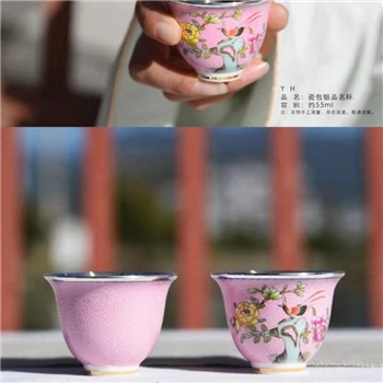 新品-鹤庆银器 瓷包银杯约55ml
