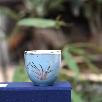 新品-鹤庆银器 瓷包银杯约80ml