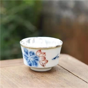 新品-鹤庆银器 瓷包银杯约70ml