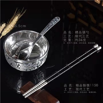 新品-鹤庆银器 纯银精品餐具套约196克
