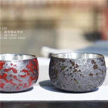 新品-鹤庆银器 瓷包银杯约110ml