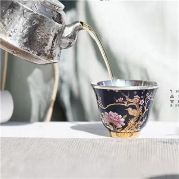 新品-鹤庆银器 瓷包银杯约55ml