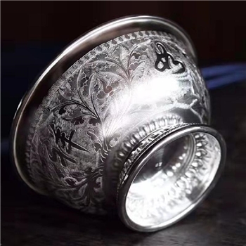 新品-鹤庆银器 吉祥如意平花碗约130克