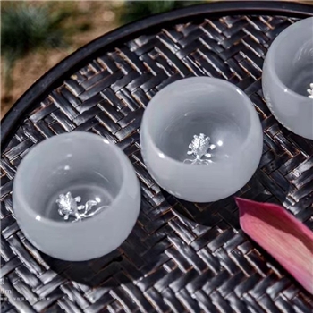 新品-鹤庆银器 瓷包银杯约55ml
