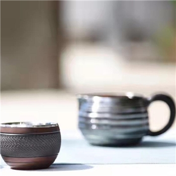 新品-鹤庆银器 瓷包银杯约50ml
