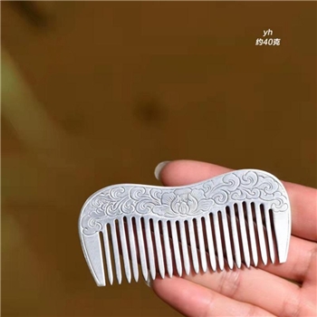 新品-鹤庆银器 牡丹银梳约40克