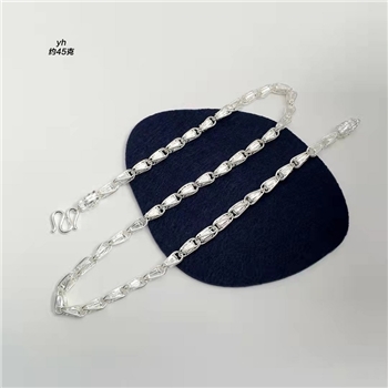 新品-鹤庆银器 男士个性银项链约45克