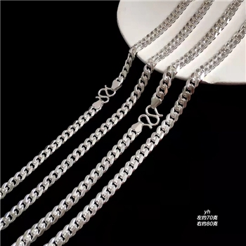 新品-鹤庆银器 潮牌嘻哈风男士项链套约150克