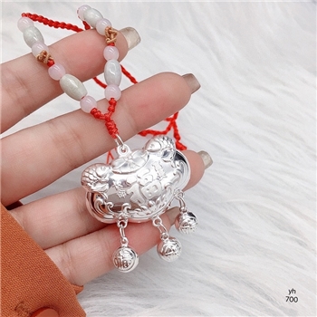 新品-鹤庆银器 红绳锦鲤平安锁约克