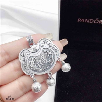 新品-鹤庆银器 龙凤呈祥足银锁约18克