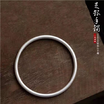 新品-鹤庆银器 经典古法圆棍手镯约40克