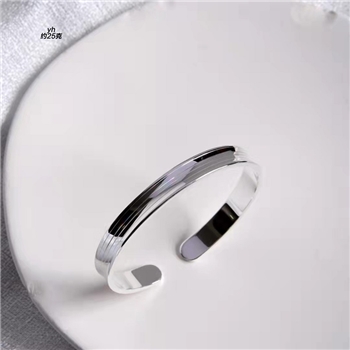新品-鹤庆银器 七彩凹型简约手镯约25克