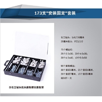 博世 安装固定”套装-含石工钻头批头膨胀螺丝膨胀管 2607019511 173支 
