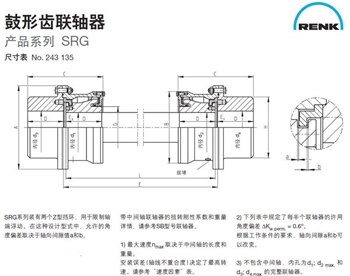 RENK/韧客 鼓形齿联轴器 SRG 180