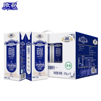 欧亚（Europe-Asia） 高品纯牛奶 高原生态云南大理特产清真全脂 250g*12盒/箱